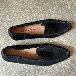 Salvatore Ferragamo Black Horse Hair Loafers